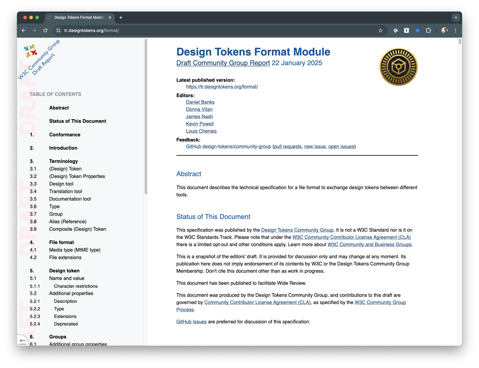 DTCG Format Module 2025.10 — Final Community Group Report